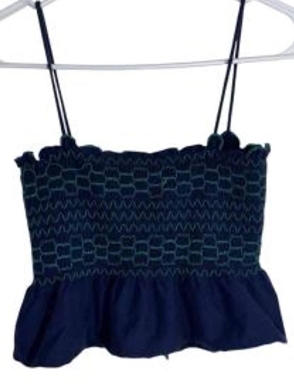 pins and needles navy and teal peplum tank top
